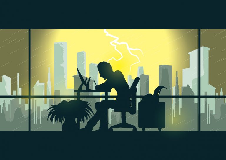 Information Overload - Working late in office