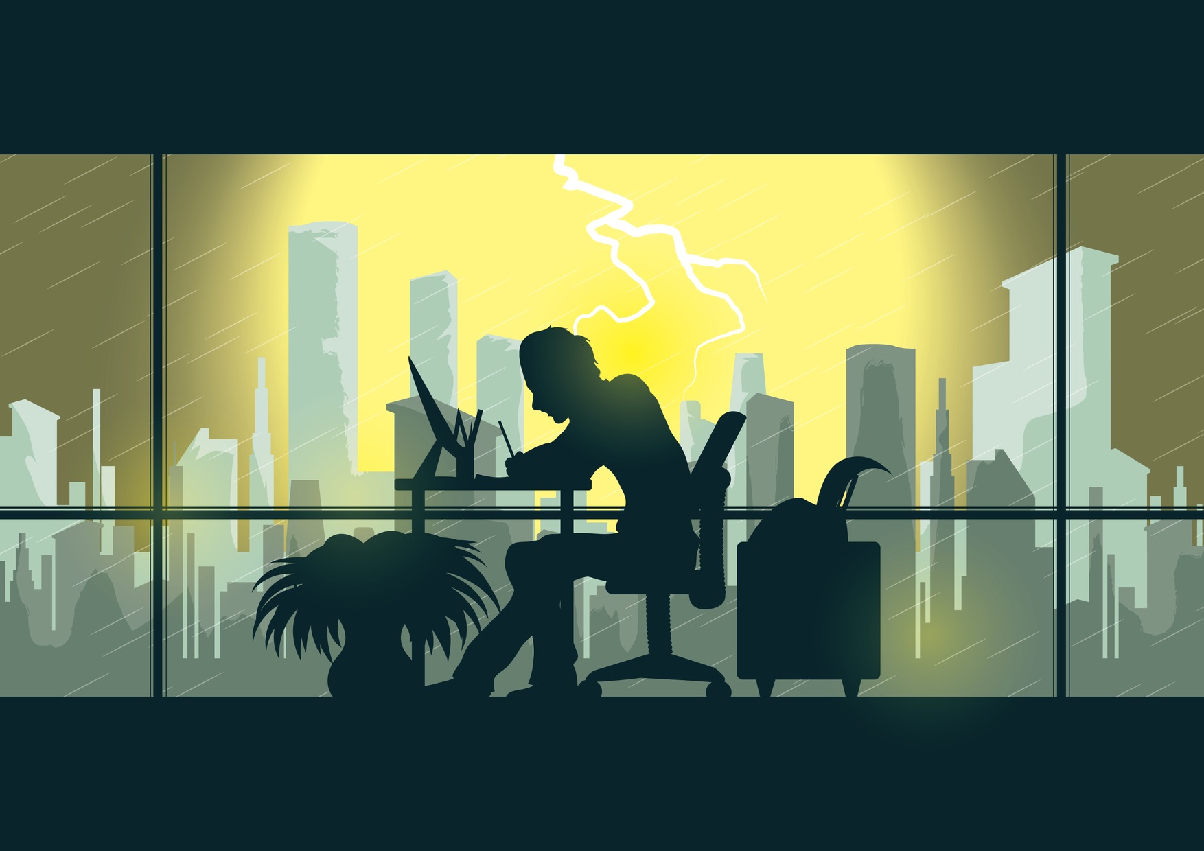 Information Overload - Working late in office