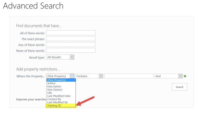 Advanced Search - Custom Property is added.