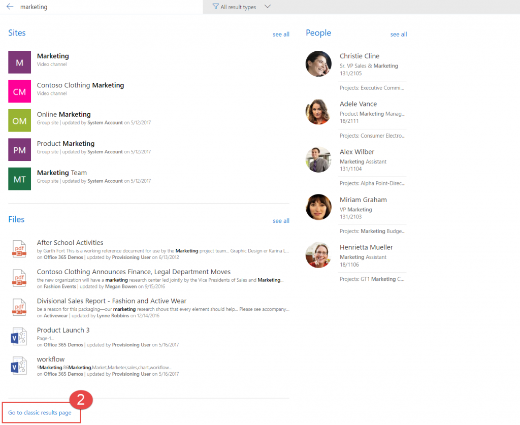 Modern search UI: Go to classic results page