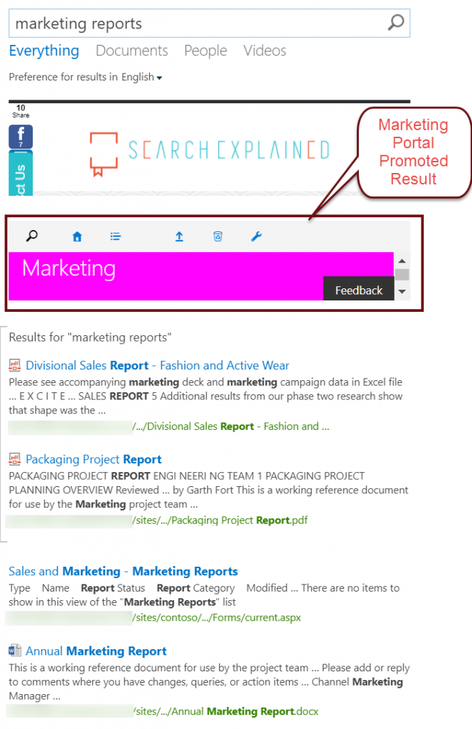 SharePoint Search Query Rule Display Promoted Result