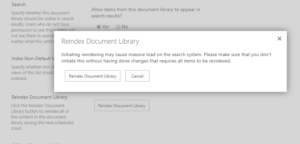 Re-crawl SharePoint document library or list in Office 365