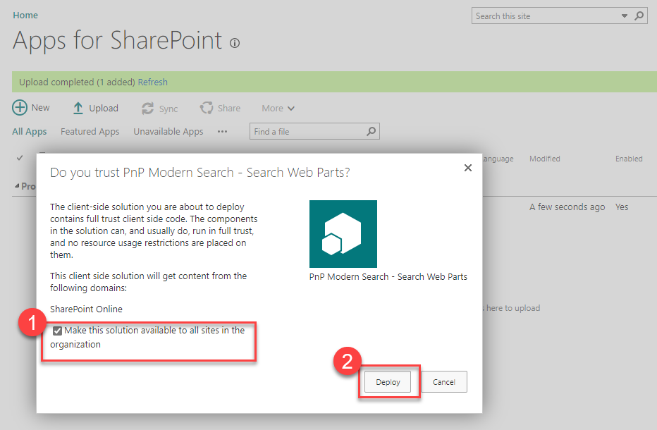 Do you trust PnP Modern Search? - Choose where to deploy.